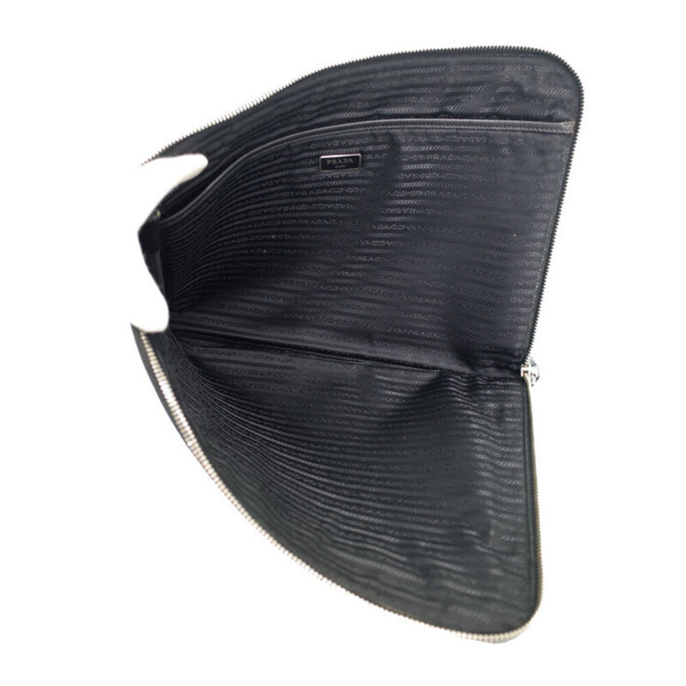 PRADA Saffiano Leather Clutch Bag Black - Picture 3 of 9